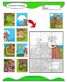 Puzzle Kes Yapıştır Çalışma Sayfaları